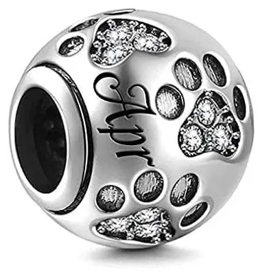 Image de Charm en argent 925 représentant une empreinte de patte de chat colorée, symbole d'amitié
