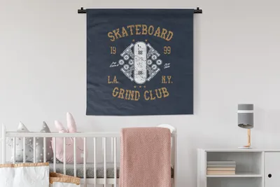 Produktbild von MuchoWow® Wandteppich Wandbehang Skateboard - Weiß - Retro - Zitat 90x90 cm Tapisserie Dekoration Wandtuch - Wandaufhänger