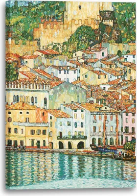Produktbild von Leinwandbild (70x100cm): Gustav Klimt - Malcesine am Gardasee (1913), echter Holz-Keilrahmen inkl. Aufhänger, handgefertigt in Deutschland