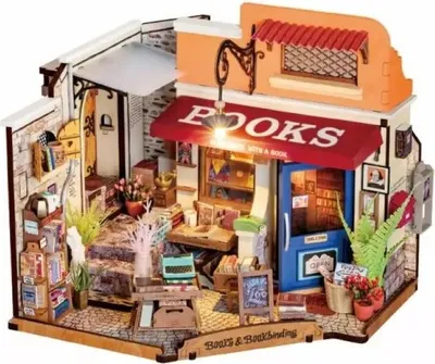 Immagine prodotto di Rolife 3D puzzle in legno fai da te Casa in miniatura 'Libreria d'angolo'