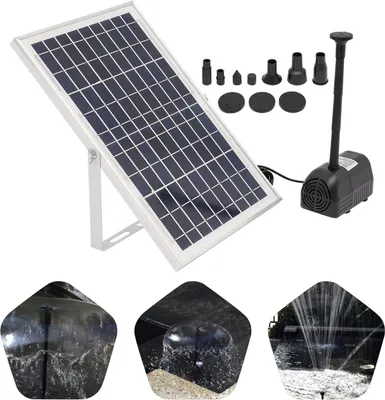 Produktbild von Solarbrunnen für außen, 10 W Teichpumpe 1000 L/h, 2,5 m, 220V EU-Stecker, für Garten, Fischteich & Vogelbad