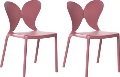 Produktbild von BELIANI Gartenstühle 2er Set Rosa Kunststoff Schmetterlingsform Indoor Outdoor Stapelbar Moderner Stil Esszimmerstühle Plastikstühle