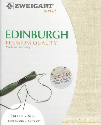 Produktbild von Zählstoff EDINBURGH Zweigart Precut 35 ct. 3217 Farbe 770 platin beige, Handarbeitsstoff aus 100% Leinen für Stickerei 48x68 cm