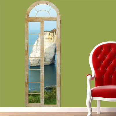 Zdjęcie produktu dla Naklejka w stylu trompe l'oeil przedstawiająca klify w Étretat, 40 x 120 cm