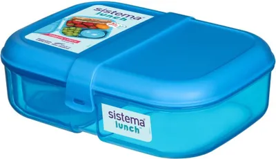 Produktbild von Sistema Drei-Kammer-Lunchbox mit Joghurtbehälter 1,1 l, blau