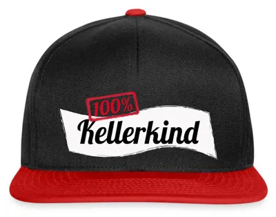 Produktbild von Spreadshirt Kellerkind 100% | Gaming Snapback Cap, One size, Schwarz/Rot