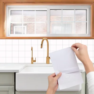Productafbeelding van Zelfklevende tegelstickers - Waterdicht - Geschikt voor keuken en badkamer - 50 stuks - 15x15 cm - Wit