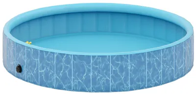Produktbild von Hundepool Faltbar Planschbecken mit Brunnen- und Wasserpolsterdesign Ø160 x 30 cm Blau