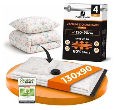 Image de Sacs de conservation sous vide XXL pour linge de lit, lot de 4, dimensions 130 x 90 cm