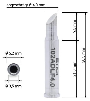 Imagen del producto de Punta de soldadura Ersa 0102ADLF40, inclinada, para i-Con, de 4 mm