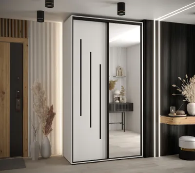 Produktbild von Kleiderschrank ASIRI 9 - 130/45 cm, weiß/schwarz