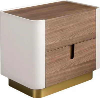 Produktbild von Angel Cerdá Nachttisch Nussbaum, beige, goldener polierter Stahl und Nussbaumplatte 7187