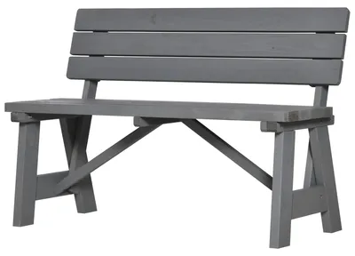 Produktbild von Gartenbank Holz 2-Sitzer wetterfest, Tannenholz, Rückenlehne, 116 cm, Grau