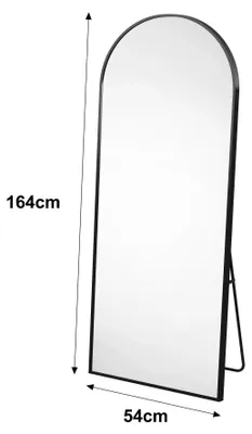Produktbild von Moderner Standspiegel - Ganzkörperspiegel 164x54 cm - Bogenform - Stand- oder Wandspiegel - Für Wohnzimmer & Schlafzimmer - Schwarz