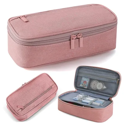 Image de Trousse à crayons, 5 compartiments, grand format, rose