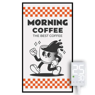 Produktbild von Heidenfeld Infrarotheizung HF-HP105 | Flachheizung - Heizpaneel - Bildheizung - Wandhalter - Überhitzungsschutz - Infrarot Heizung (1000 Watt Coffee)