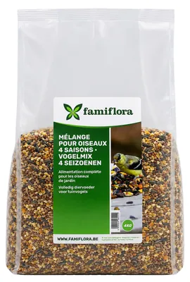 Produktbild von Famiflora Winter-Streufutter - 4kg - 4-Jahreszeiten-Mischung - energiereich - Winterfutter für Gartenvögel - Vogelfutter