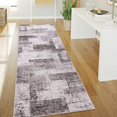 Produktbild von Teppich Wohnzimmer Kurzflor Vintage Abstrakt Modern Geometrisch Rautenmuster Grösse 60x100 cm