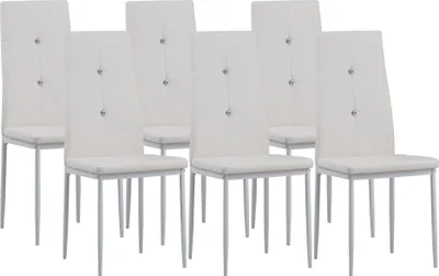 Produktbild von Albatros Esszimmerstühle DIAMOND 6er Set, Weiss - Edler Diamant-Look, Polsterstuhl Kunstleder-Bezug, Modernes Stilvolles Design am Esstisch Küchenstuhl, Stuhl Esszimmer hoher Belastbarkeit