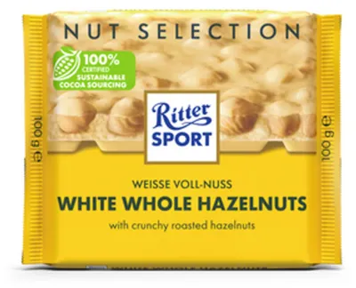 Zdjęcie produktu dla Ritter SPORT 5215855007 Ritter SPORT Weisse Voll-Nuss Schokolade 100,0 g