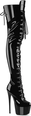Produktbild von JUBILANT-4012 3012FS Pleaser High Heels Schnür Plateauoverkneestiefel schwarz Stretch Lack