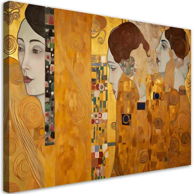 Produktbild von Leinwandbild Goldenes Frauenporträt – G. Klimt 120x80 Feeby Gold bild für die wand bereit zum aufhängen