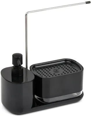 Produktbild von Azomor® Stilvolle schwarze Küchenorganizer mit Seifenspender und Schwammhalter