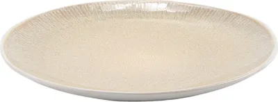 Produktbild von Dessertteller - Ø 22 cm - Beige - Weiß - Steingut - mit linienförmiger Reliefprägung
