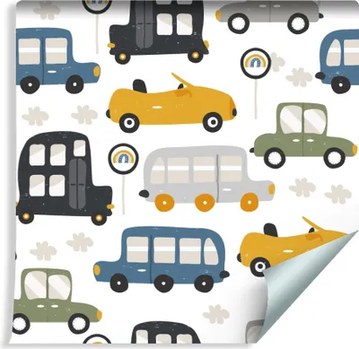 Produktbild von 10m VLIES TAPETE Rolle Kinderzimmer Autos Verkehrszeichen XXL