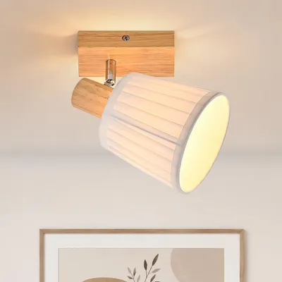 Produktbild von ZMH Deckenstrahler 1 Flammig Deckenlampe Holz E14 Deckenspots Küchelampe Flurlampe Decke Spotlight Boho Retro Schwenkbar 350° Wohnzimmer Schlafzimmer