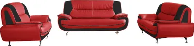 Produktbild von Emoebel24 Sofa Set 3-2-1 Couch Set aus Kunstleder ONYX rot-schwarz
