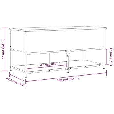 Immagine prodotto di Panca con vano portaoggetti rovere fumé 100x42,5x47 cm materiale in legno