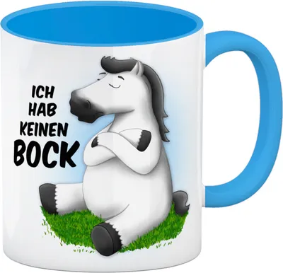 Produktbild von Ich hab keinen Bock Kaffeebecher Henkel und Innenseite Hellblau mit