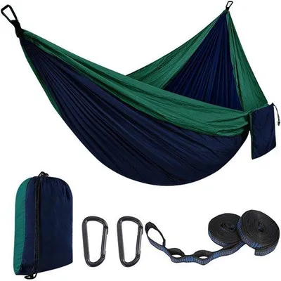 Image de Hamac de voyage portable en toile de parachute - Pièce unique - 270 x 140 cm