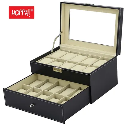Produktbild von Hoppa! Horloge Aufbewahrungsbox | 2 Lagen, Schwarz, Flanell