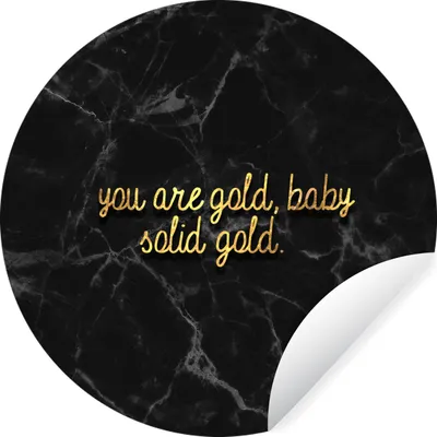 Produktbild von MuchoWow® Runde Wandtattoo - Wandsticker Tapete Aufkleber Zitate - Gold - Marmor - Schwarz Ø 100 cm Selbstklebend und Repositionierbar - Wandaufkleber - Kreis - Tapetenkreis - Wandbild rund - Schlafzimmerdekoration - Wanddeko - runde Tapete - Kunst für zu Hause