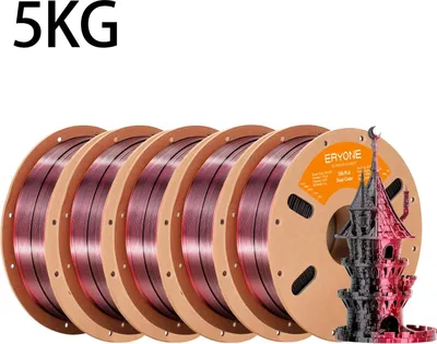 Obrázok produktu pre PLA vlákno pre 3D tlač – Silk, dvojfarebné – 1,75 mm ±0,03 mm – cievka 5 kg – vhodné pre FDM 3D tlač – čierna/červená
