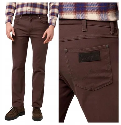 Zdjęcie produktu dla Wrangler | Spodnie męskie, model Greensboro, krój prosty, kolor brązowy, materiał: bawełna, rozmiar W38 L32