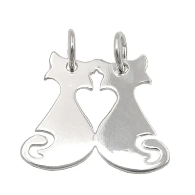 Produktbild von Anhänger 18x21mm Doppel Katzen glänzend Silber 925 silber 18x21mm