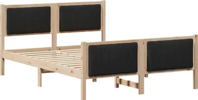 Produktbild von vidaXL Bettgestell Braun und Schwarz 140 x 190 cm Massivholz Kiefer