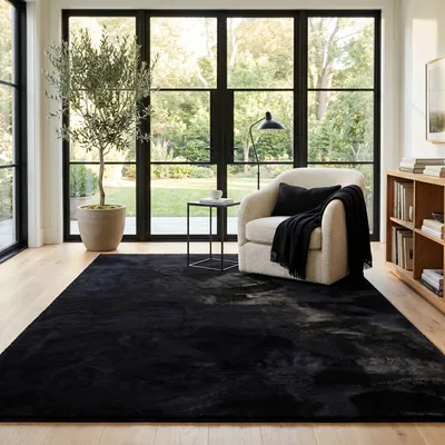 Produktbild von Luxus Super Soft Fellteppich Pearl Schwarz, Größe:120x170 cm