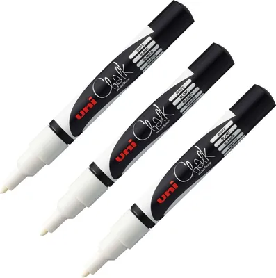 Produktbild von Kreidemarker für Fenster und Tafeln - Set von 3 weißen Stiften mit runder Spitze 0,9-1,3 mm