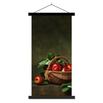 Produktbild von MuchoWow® Textilposter Rustikal - Apfel - Obst - Rot - Korb - Stilleben 40x80 cm mit schwarzem Rahmen - Wandemalerei