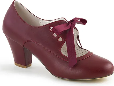 Produktbild von WIGGLE-32 Pin Up Couture Mary Jane Damen Pumps Herz Cutouts burgund Lederoptik