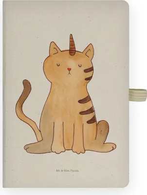 Produktbild von Mr. & Mrs. Panda Skizzenbuch Einhorn Katze - Transparent - Geschenk, Regenbogen, Unicorn, Tagebuch, Kladde, a4 notizbuch, Journal, Glitzer, Mieze