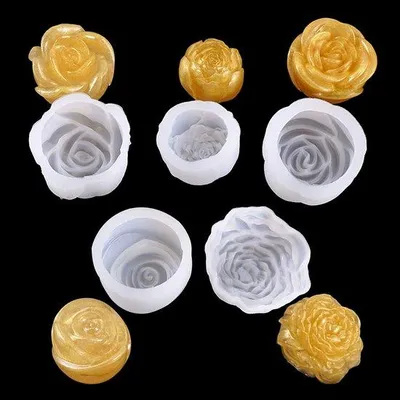 Immagine prodotto di Set di 5 stampi in silicone per fiori - Set per candele, saponi e lavori in cera