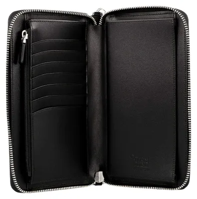 Produktbild von Reisebrieftasche aus Rindsleder in der Farbe Schwarz, Maße: 19cm x 11cm x 2cm, 126218