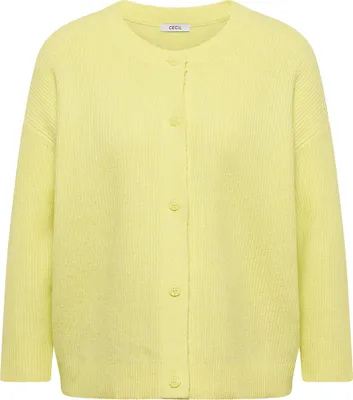 Produktbild von CECIL Kurzer Cardigan Damen 3/4 Arm Rundhals Strickjacke Gelb Melange