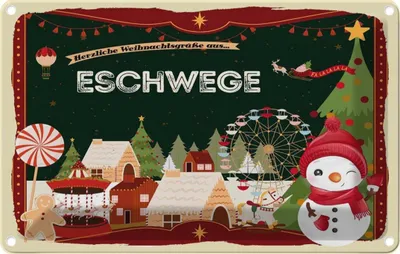Image de vianmo Plaque en tôle 12x18 cm Weihnachten ESCHWEGE