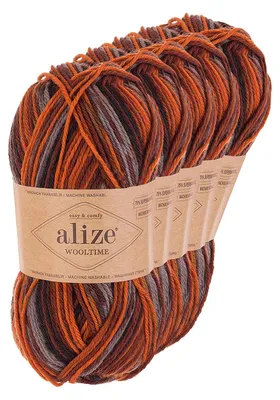 5 x 100g Sockenwolle Alize Wooltime 75% Wolle OEKO-Tex 100 Strickgarn Häkelgarn Farbwahl 11014 Herbstabend